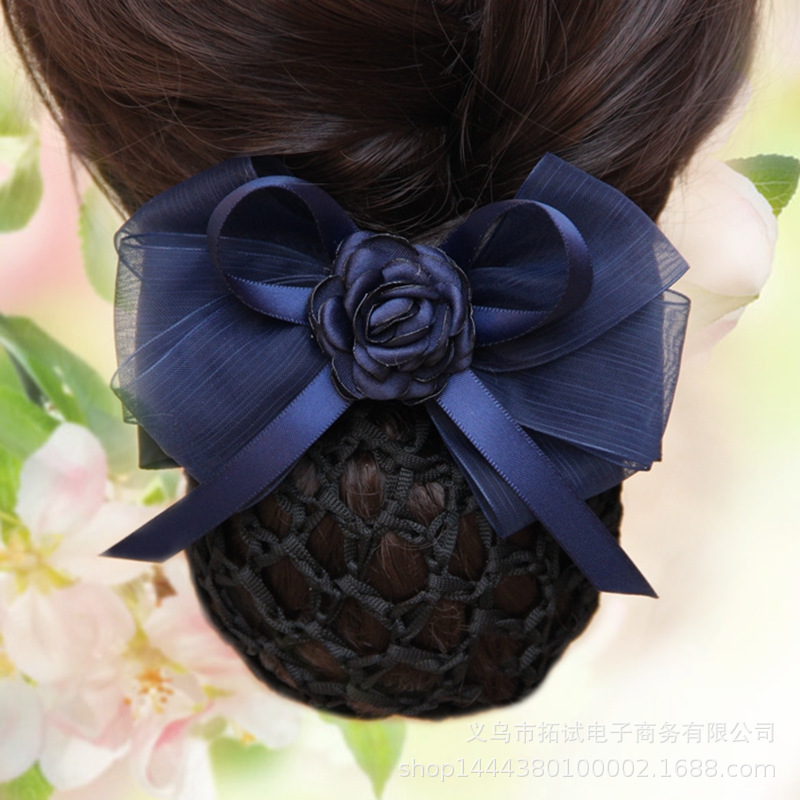 Hair Accessory for Professional Women: Nurse, Flight Attendant, Hotel, Bank Employee Work with Fine Mesh Net Bun Hairpin Handmade