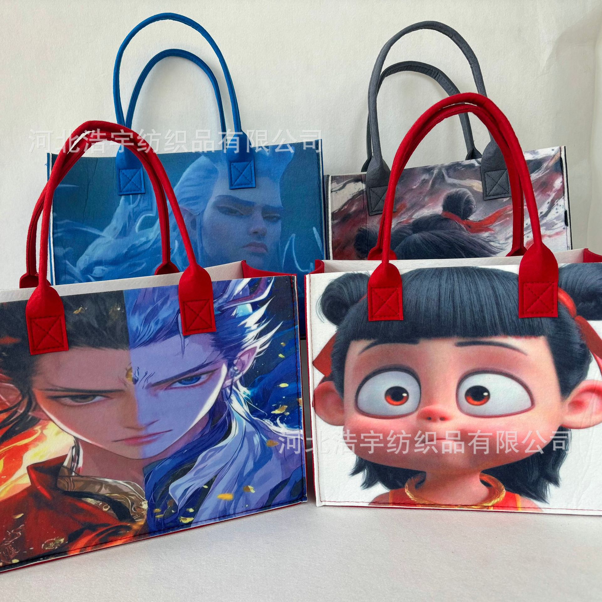 New Nezha 2 Peripheral Devil Boy Sea Felt Bag Cartoon Ao C Fashion Felt Handbag Felt Bag