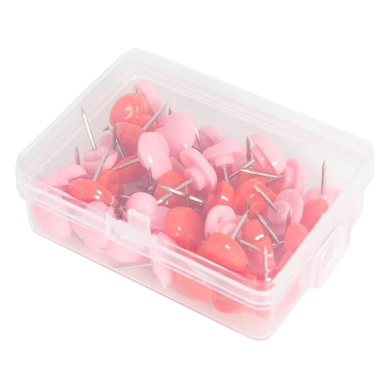 Miwoo New Cross-border Color Heart-shaped Plastic Pin Creative Cute I-shaped Nail DIY Cork Board Nail 50 Pack