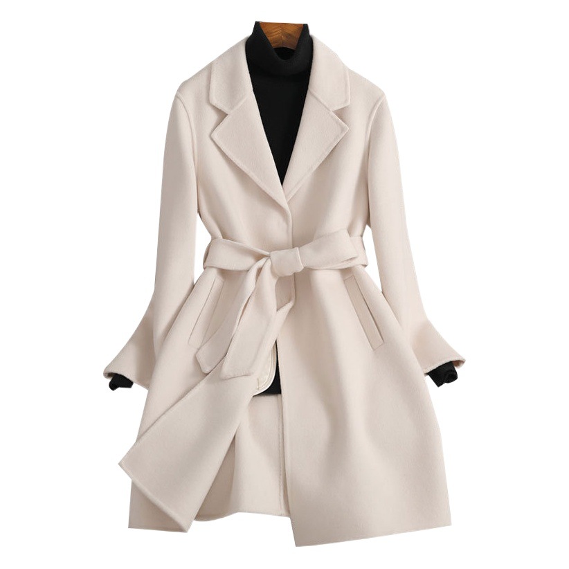 Double-Sided Cashmere Outwear for Women Mid-Length 2025 Autumn and Winter New Slim Fashion Classy Woolen Outwear for Small People