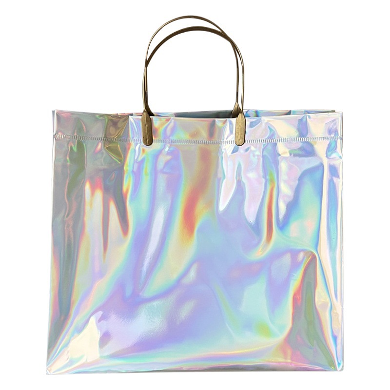 Net red laser handbag set packing bag takeout bag transparent gift bag clothing store bag wholesale portable
