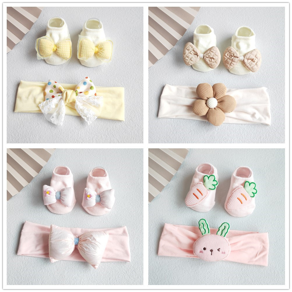 Cross-border Baby Hair Band Socks Set Baby Headband Accessories Newborn Full Moon Hundred Days Gift Cute Princess
