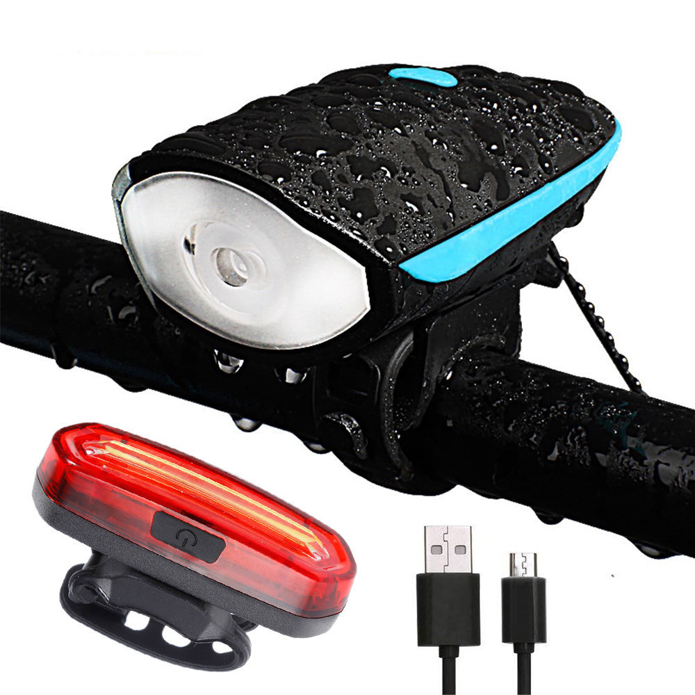 7588 Bicycle Light Headlight Charging Night Riding Strong Light Flashlight with Electric Horn Bicycle Accessories Riding Equipment