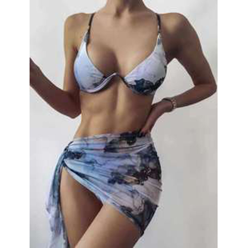2021 Amazon Foreign Trade Bikini Fashion Separates European and American Print Trendy Swimsuit Tight Trend