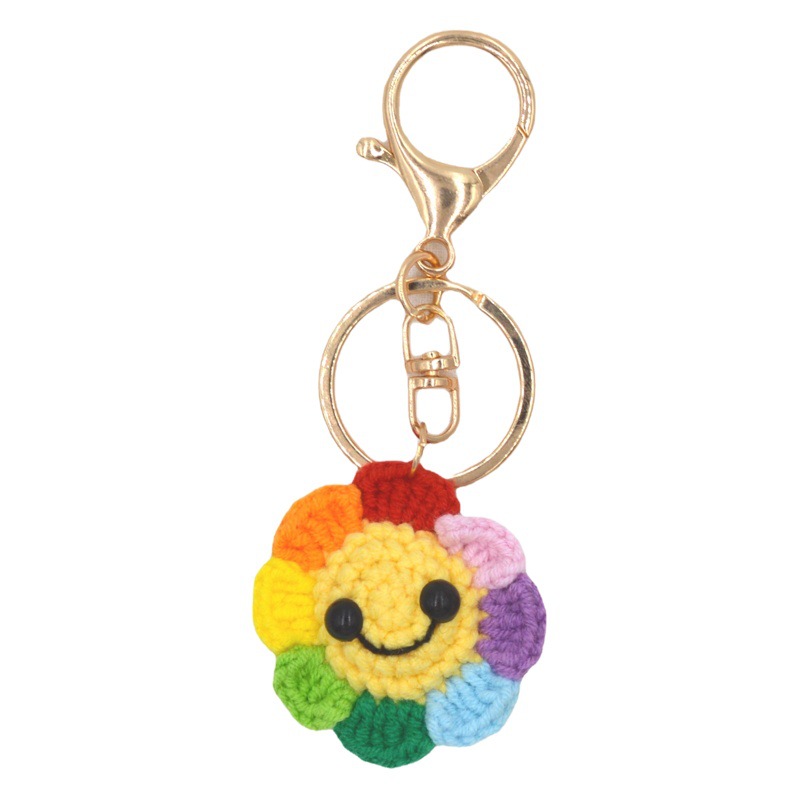 Picture of Sweet Xiangyang Flower Handmade Crochet Small Pendant Weaver Girl Hand-Made Wool Knitted Smiley Keychain Finished Product