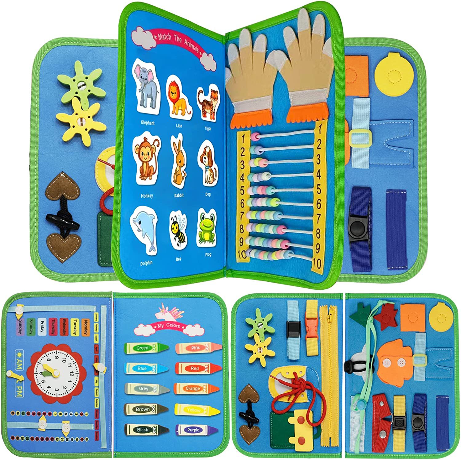 Amazon Felt Busy Board Early Childhood Toys DIY Learning Dressing Montessori Busy Board Felt Bag