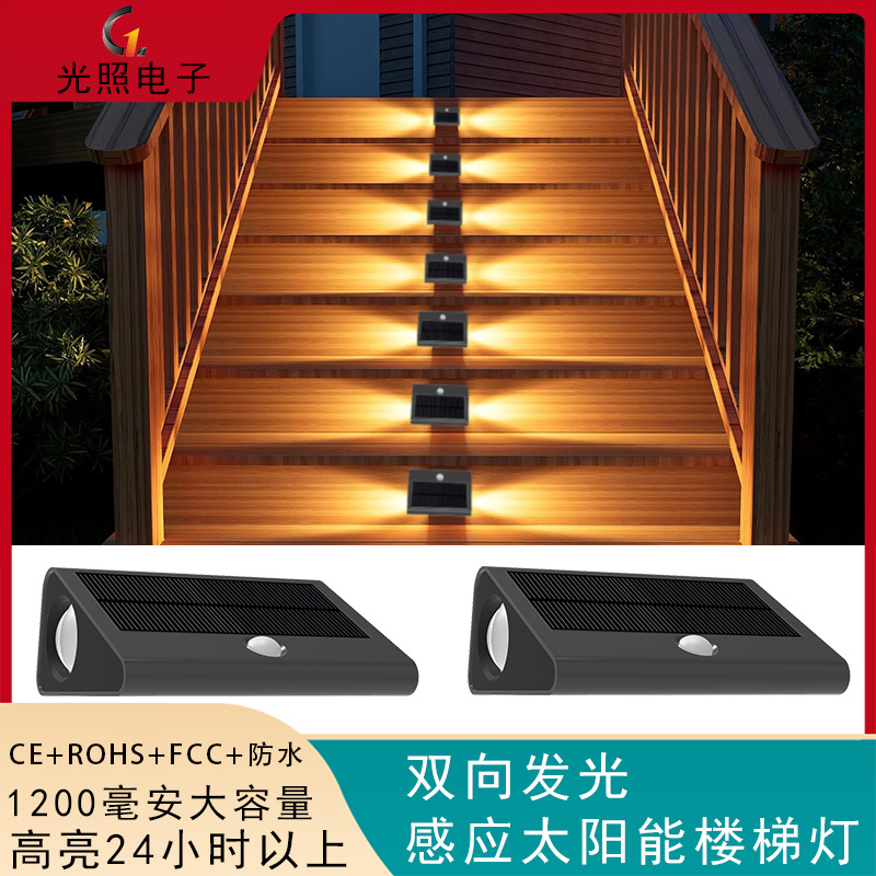 New Super Bright Human Body Induction Solar Step Light Colorful Color Changing Staircase Light Home Solar Foot Light