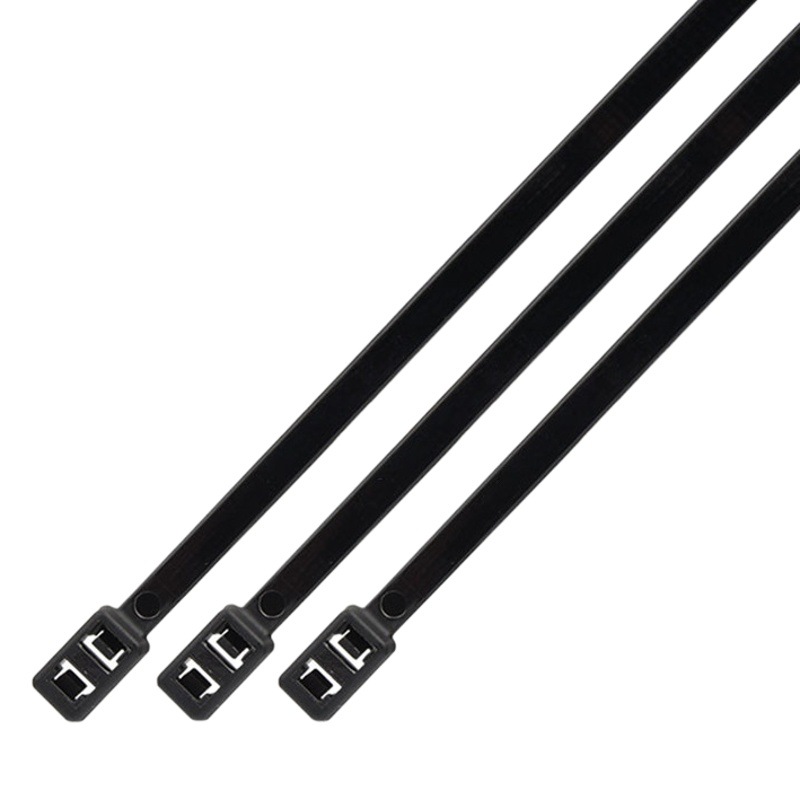 Double-head double-buckle cable tie double-head nylon cable tie 4.8*200 black cable tie double hole double-head nylon cable tie