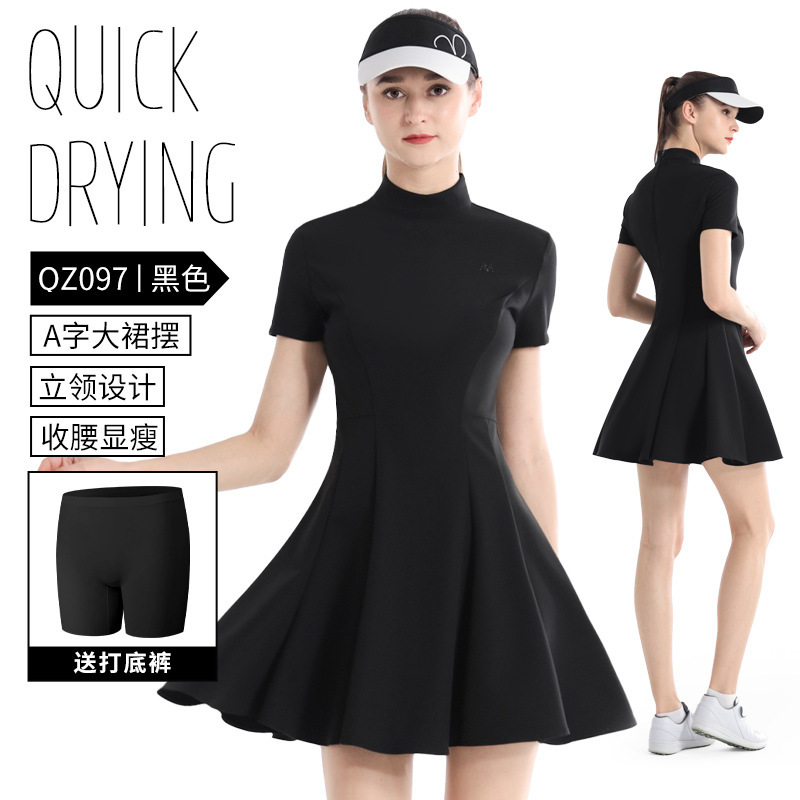 Picture of PGM Summer Golf Women's Slim-fit Tight Waist Slim A- line dress Short-sleeved Women's Skirt suit Korean-style Golf Clothing