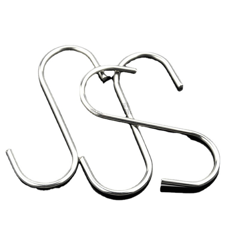 Picture of 2.8 wire stainless steel S hook S-type metal s hook kitchen bedroom bathroom door rear cross bar hook multifunctional meat hook