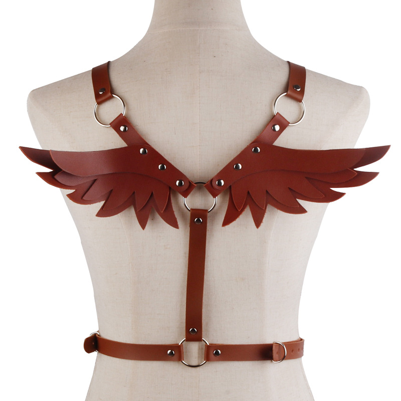 Picture of European and American Punk Leather Angel Wings Strap Suit Women's Leather Top Restraint Body Strap Belt Belt Belt