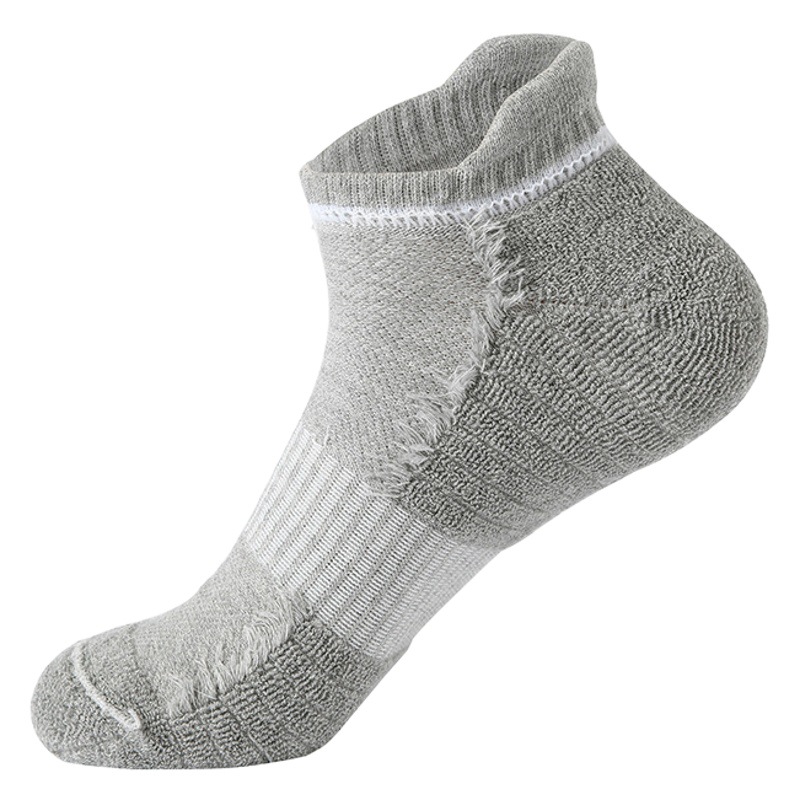 Solid Color Sports Socks Men's Short Socks Towel Bottom Sweat-Absorbent and Deodorant Thickeneded Terry Cotton Socks Running Non-Slip Zhuji Socks Industry