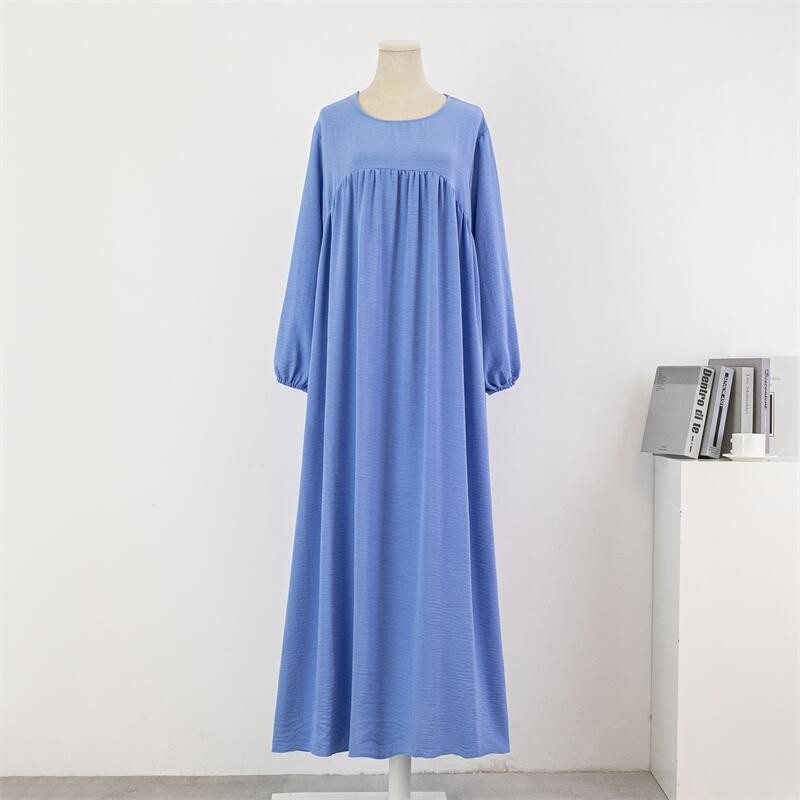 Picture of Cross-border Foreign Trade Muslim Loose plus size Long-sleeved Solid Color Pullover Robe Skirt Over-the-knee Long Skirt dress