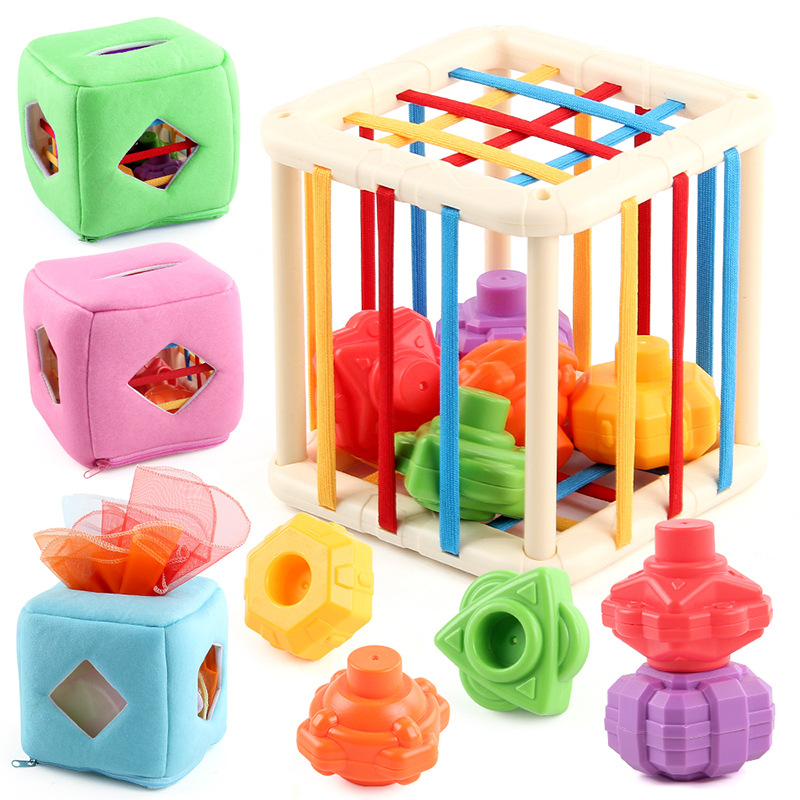 Children's Puzzle Early Education Cloth Book Toy Shape Sesele Tear Not to Rip High Elastic Tissue Box Rattle Stacking Music