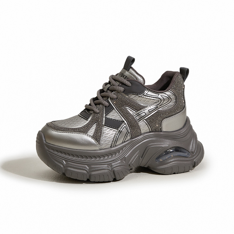 Picture of Thick-soled daddy shoes women's 2025 fall new fashion rhinestone versatile inner height increase women's shoes air cushion casual sneakers