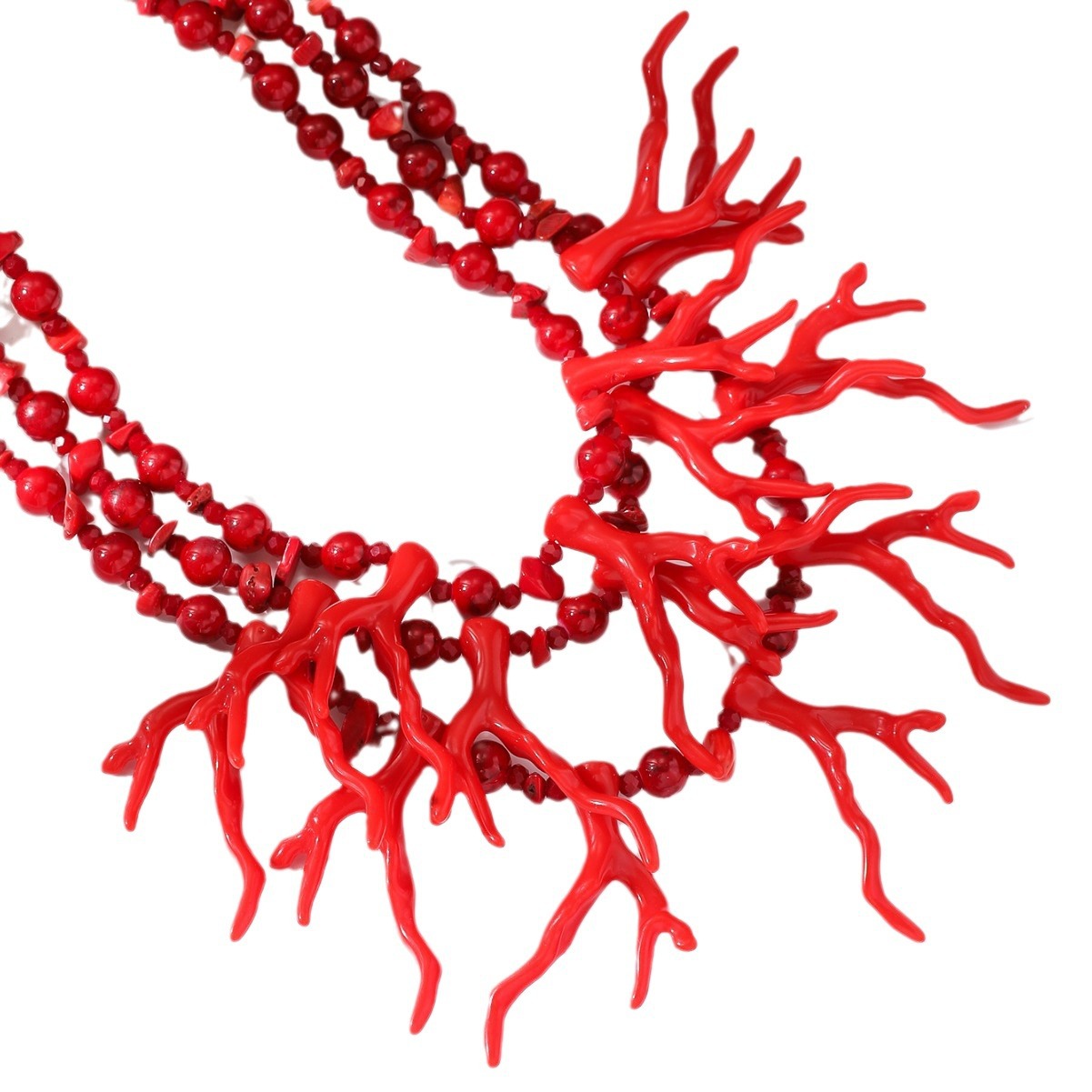 Picture of New European and American Fashion Personality Punk Decorative Necklace Vintage Exaggerated Multi-layer Coral Clavicle Chain