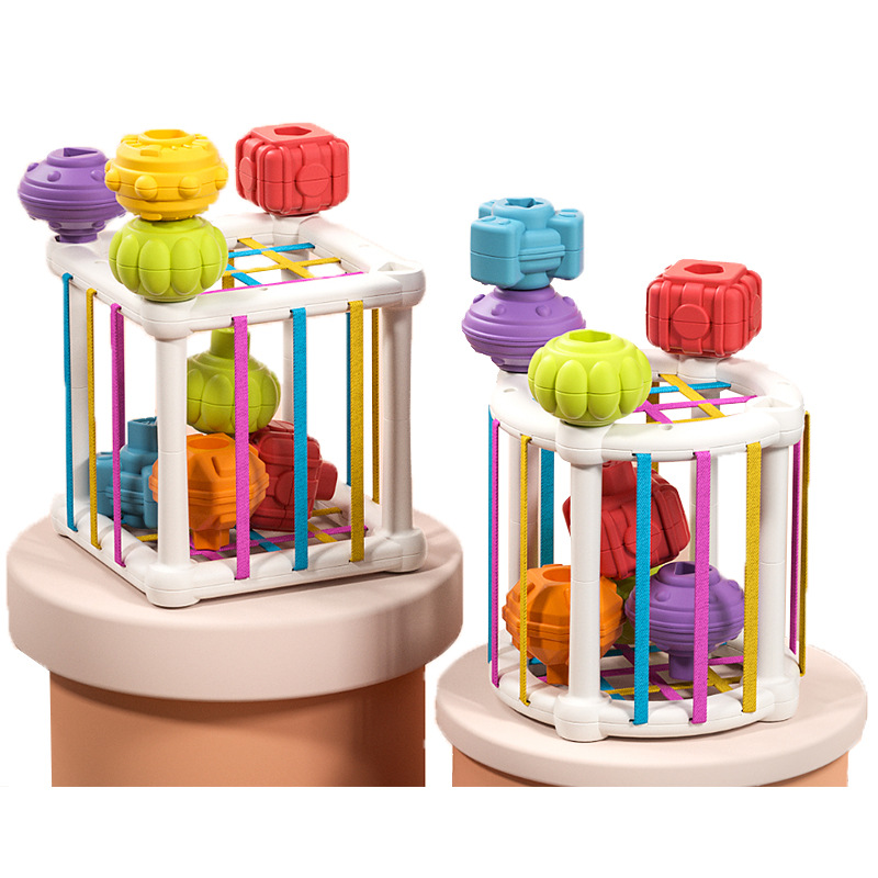 Picture of [postage] baby early education educational toys 0-3 years old baby hexahedron rainbow plug fine action