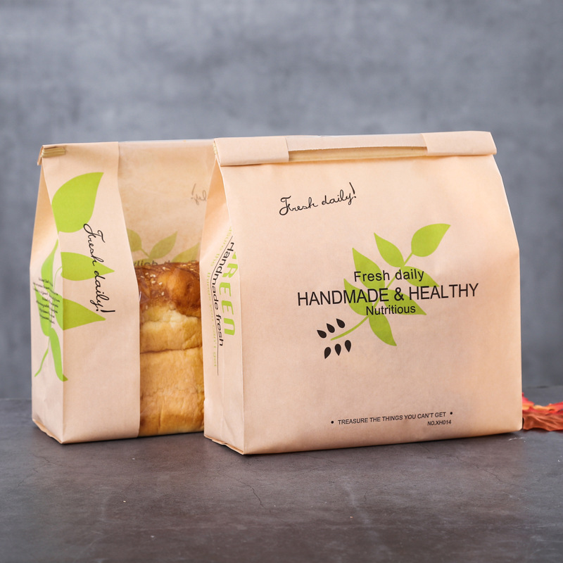 Wire Sealed Bread Bag Sliced Toast Bag Baking Dessert Packaging European Style Transparent Window Self-sealing Bag Wholesale