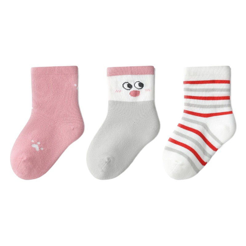 Muqi Momo autumn and winter new cotton children's socks warm cotton newborn baby socks cartoon mid-calf baby socks