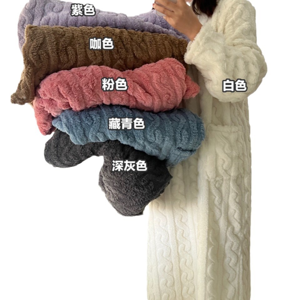 Picture of [Original Real shot] walking quilt coral velvet jacquard nightgown winter pajamas warm homewear nightdress