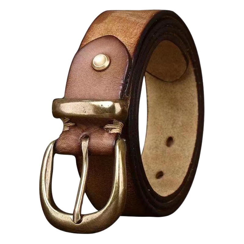 3.3CM Wide Fashion Belt Leather Pin Buckle Retro Old Korean All-match Men's and Women's Pants Belt Universal