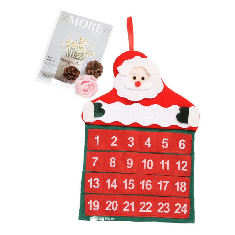 Mei Shen RG3 Christmas Calendar Non-woven + Velvet Bronzing Old Man Calendar Christmas Holiday Hanging