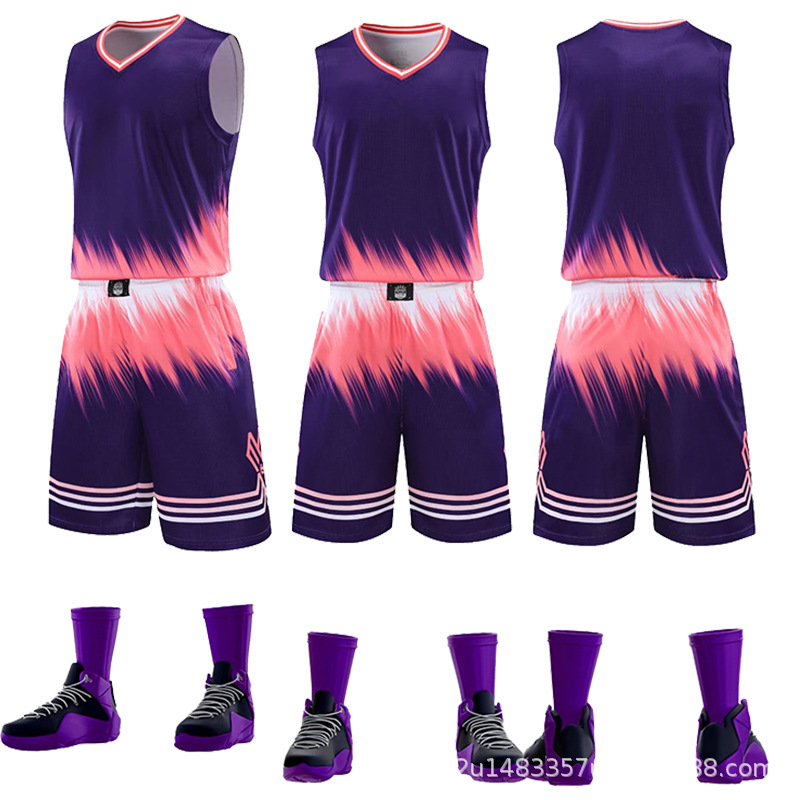 Picture of Children's Adult Camouflage Basketball Suit Spring and Summer Training Competition Team Uniform Outdoor Sports Breathable Jersey Printable