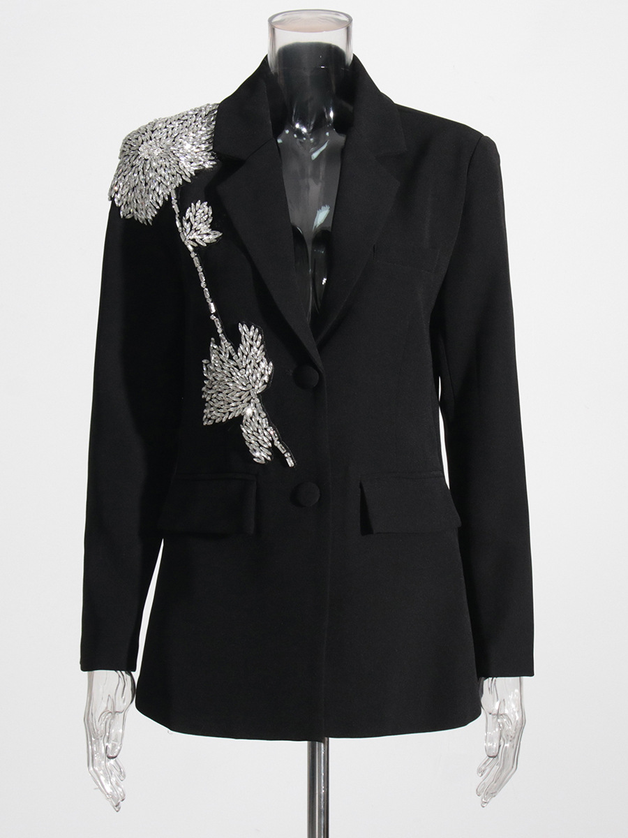 Picture of Designed Pure Color Small Suit 2025 Autum New Fashion Lapel Splicing Heavy Industry Decorative Flap Pocket Pants Splicing Jacket