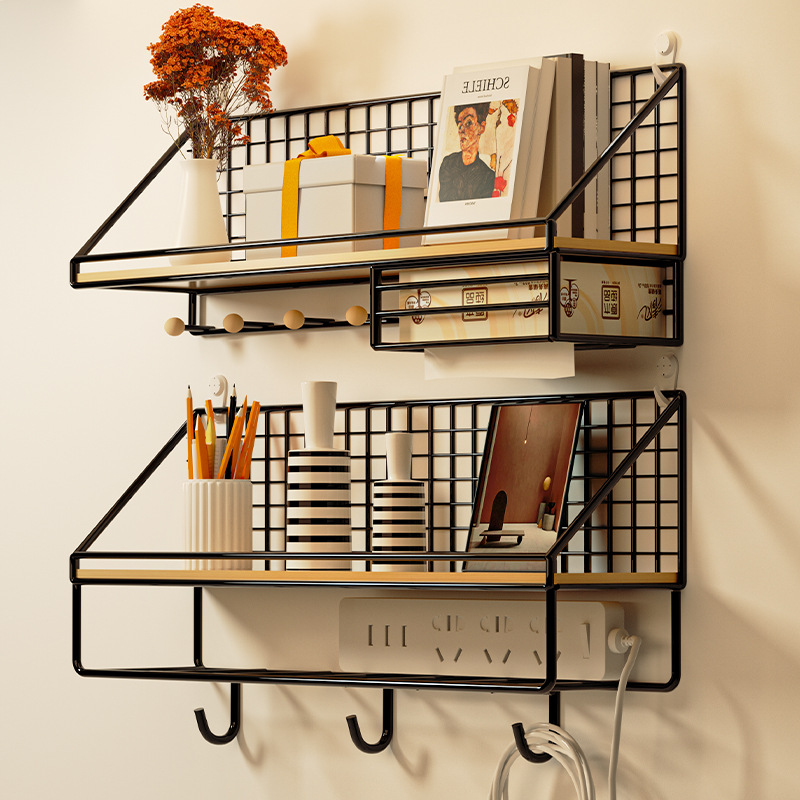 No-Drill Wall-Mounted Shelf for Bedroom, Simple Wall Rack, Trendy Wall-Mounted Straight Board Bookshelf, Wall Storage