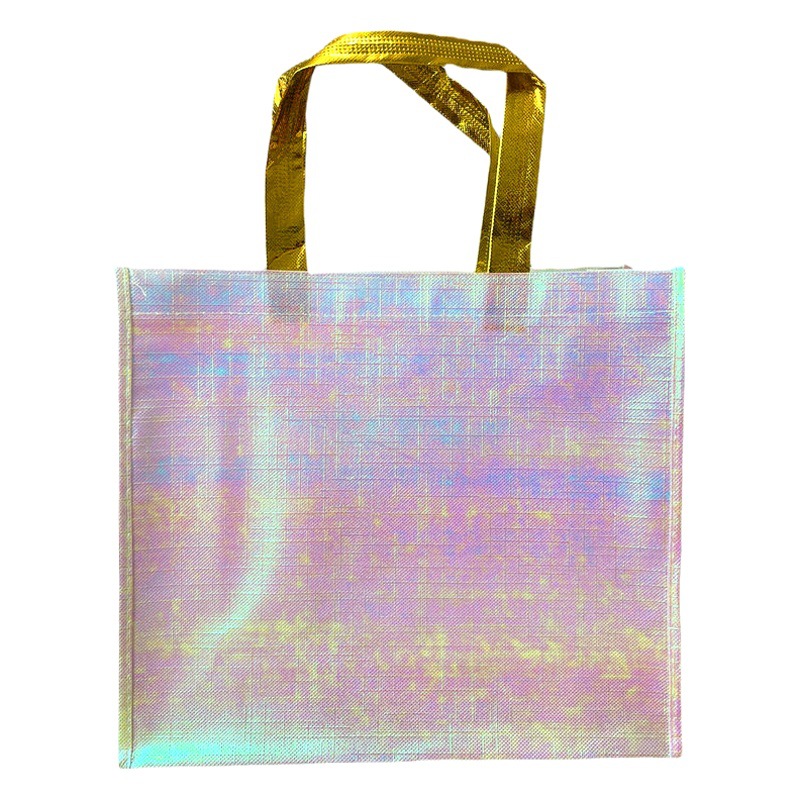 Amazon laser non-woven bag spot coated shopping bag laser aluminum film handbag spot large quantity discount