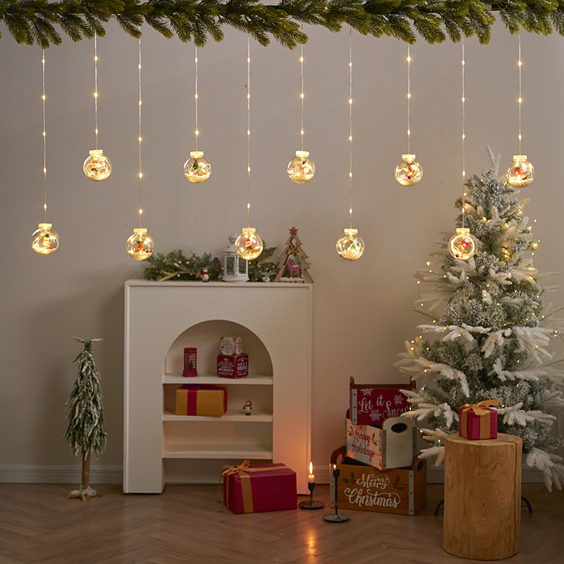 LED Light String Christmas Wishing Ball Copper Curtain Light Colorful Light Snowman Old Man Shopping Mall Window Decoration Scene Layout
