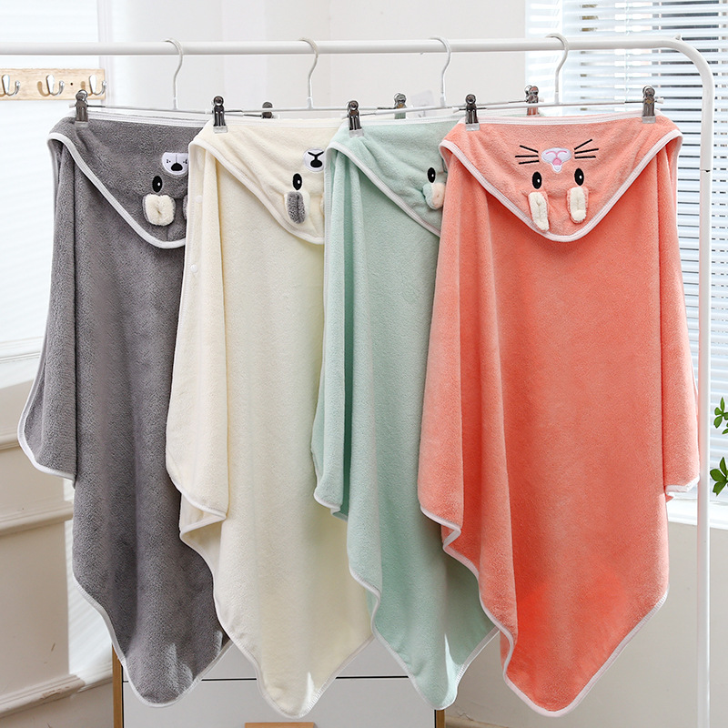 Wholesale baby quilt blanket children bath towel cute cartoon coral fleece cape bathrobe soft absorbent beach towel