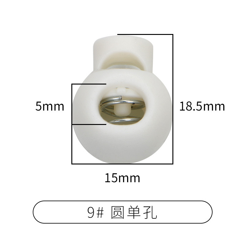 Picture of Manufacturer Plastic Adjustable Elastic Belt Spring Buckle with Rope Pig Nose Buckle Single and Double Holes Round Black Transparent Drawstring Buckle