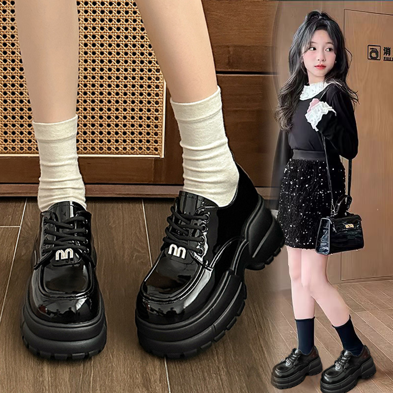 Children's British Style Platform Small Leather Shoes 2025 Spring Retro Academy Style Fashionable All-match Women's Loafers Trendy