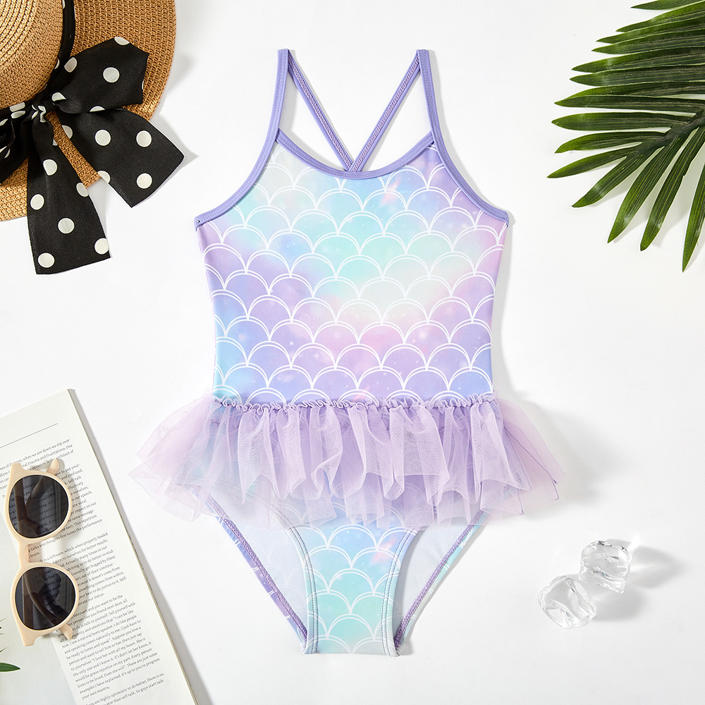 New cross-border European and American style girls swimsuit Mermaid swimsuit Foreign Trade Children's one-piece swimsuit