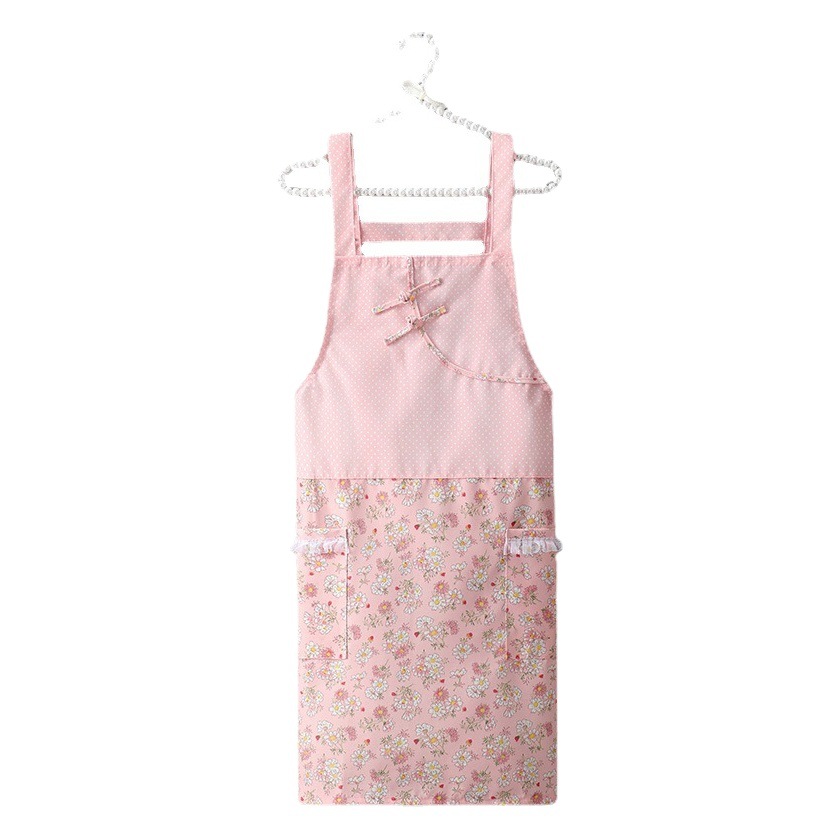 Cheongsam Buckle Strap Sleeveless Apron Household Kitchen National Tide Anti-fouling Household Cleaning Canvas Apron Cooking Overalls