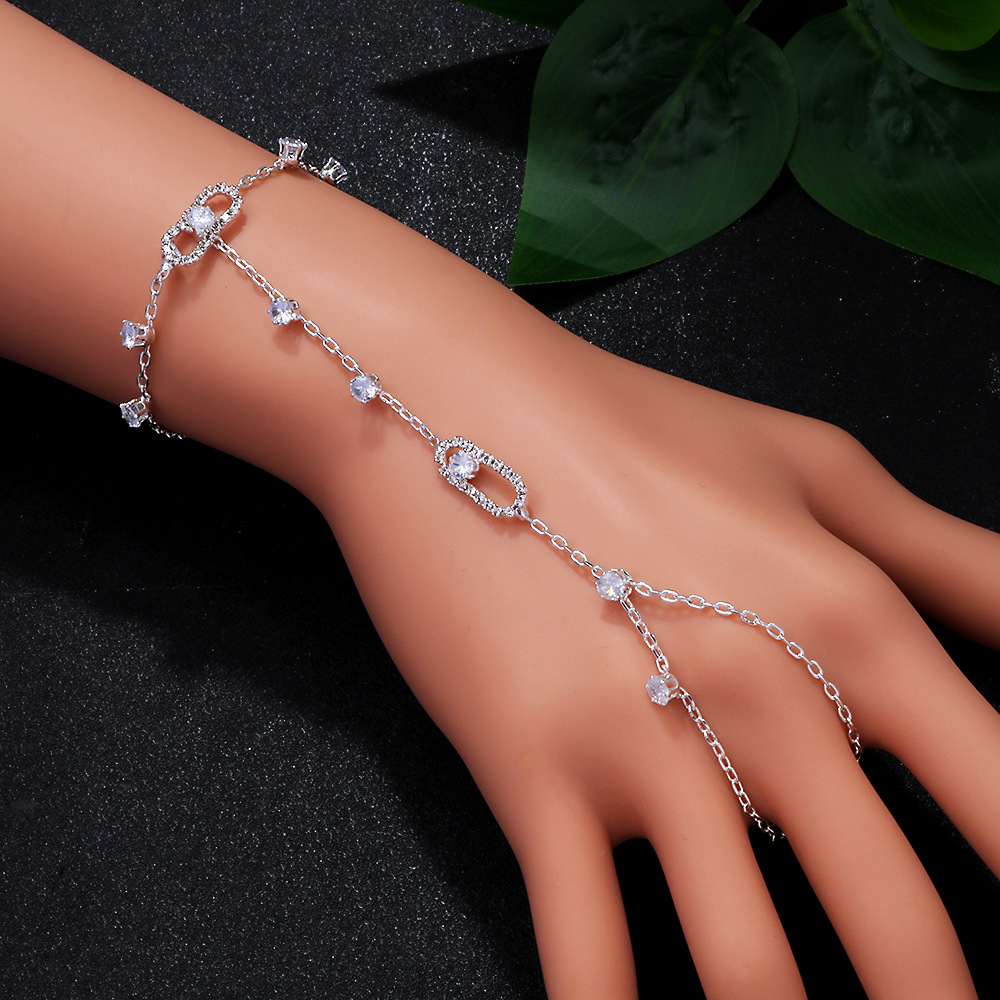 Cross-border New Geometric Stitching Micro-inlaid Zircon Bracelet Ins Niche Design Simple All-match Bracelet Women's Bracele