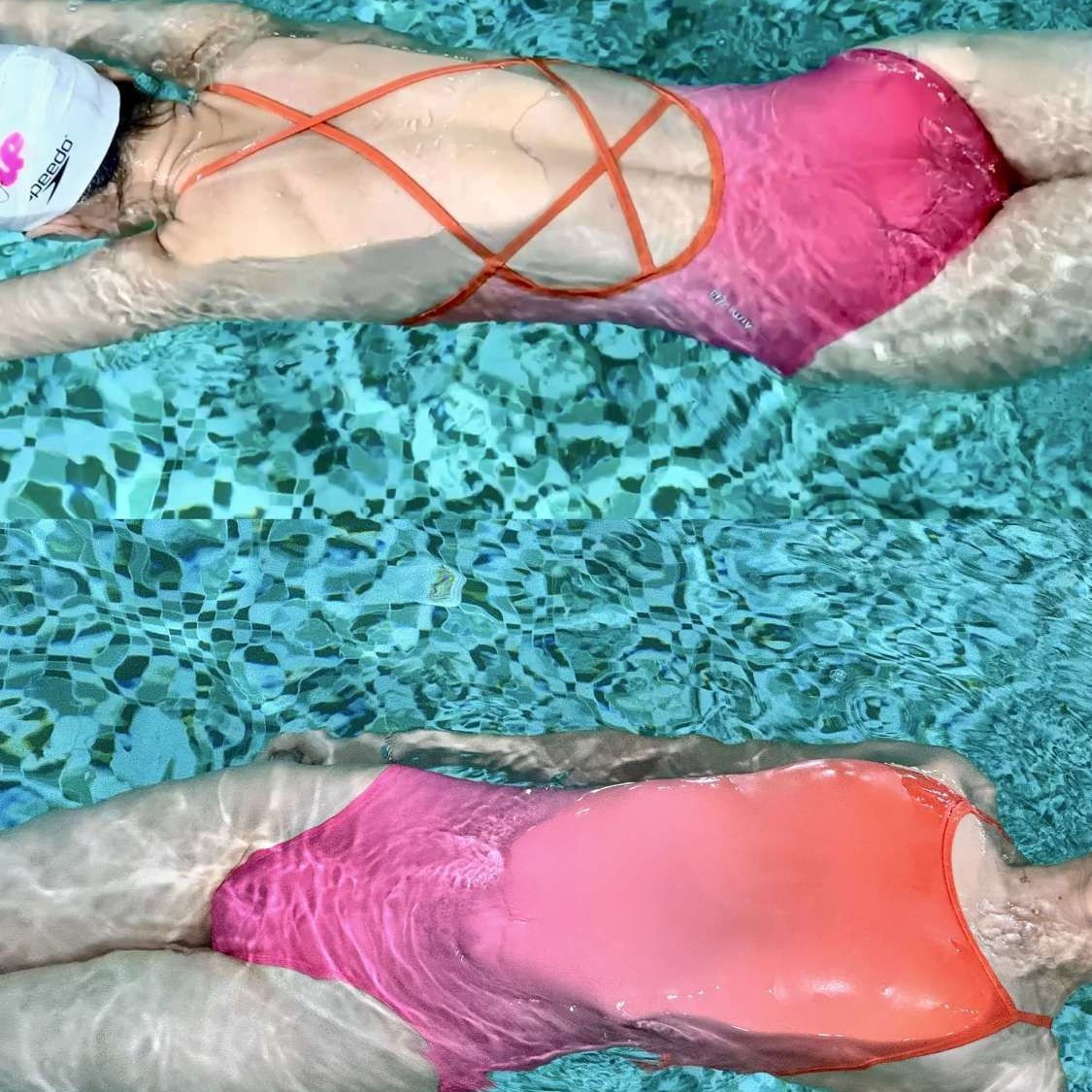 2025 New High Color Value Gradient One-piece Triangle Racing Swimming Suit Women's Professional Sports Swimming Pool with Chest Pad