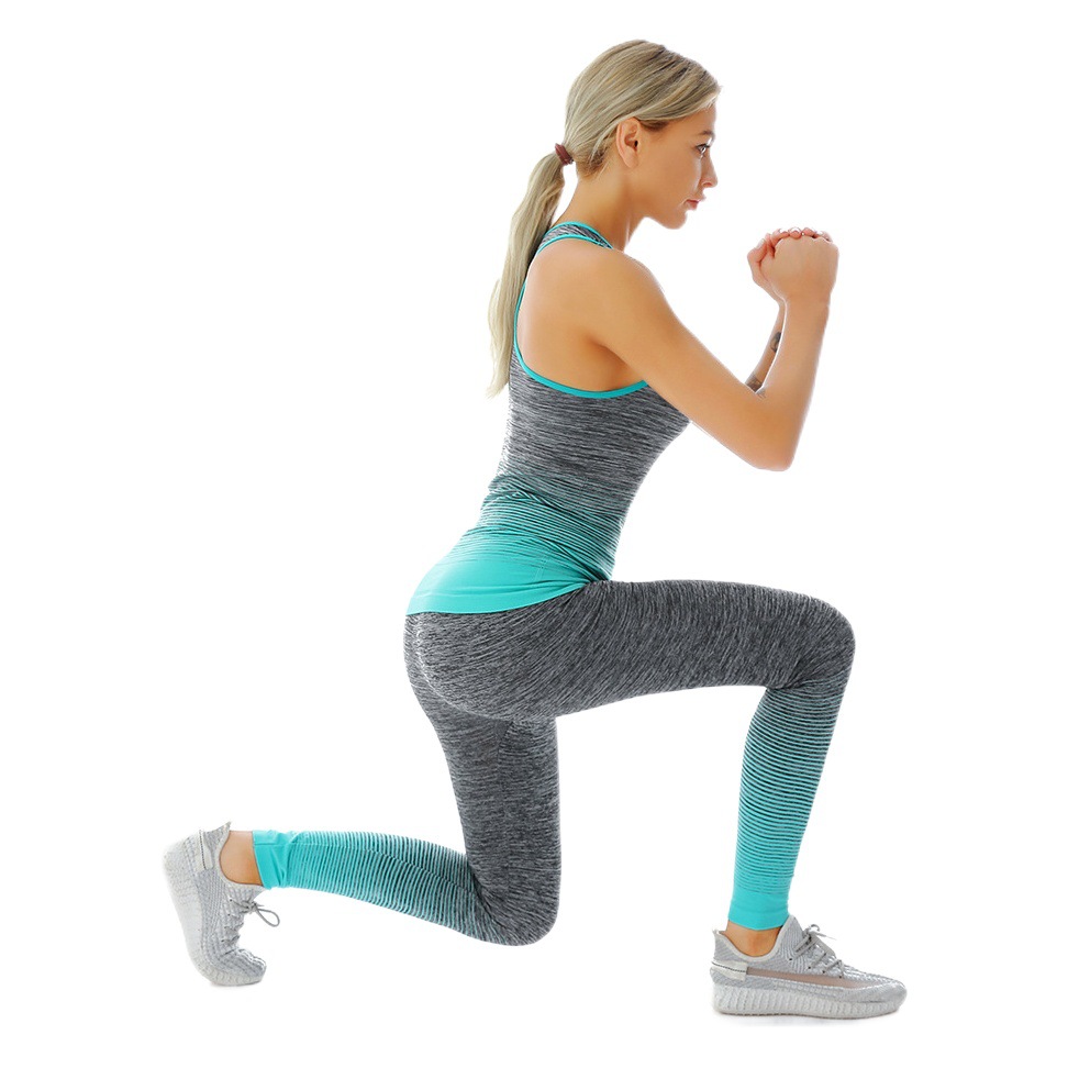 [Factory Supply] Women's Fitness Suit Super Elastic Gradient Long Vest Cropped Pants Sportswear Yoga Clothing