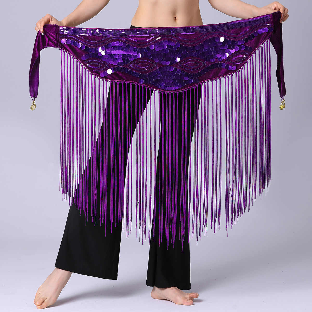 Picture of Sequin long tassel waist chain, belly dance waist chain, belly dance waist ornaments, dynamic belly dance waist chain Y1025