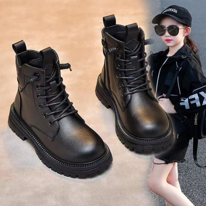 Girls Martin Boots 2024 Summer New Children's Boots Boys Black Short Boots Styish Children's Spring and Autumn Show Boots Women