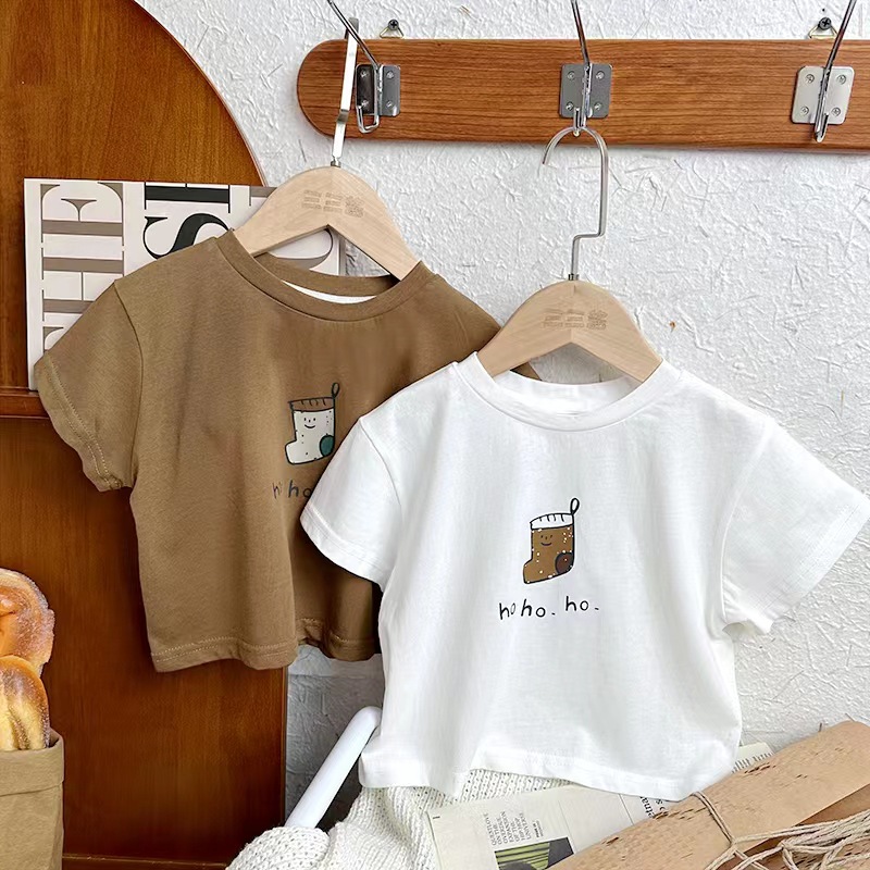Picture of Pure Cotton Kidsren's Short-Sleeved T-Shirt Summer 2024 New Korean Style Cartoon Style for Boys and Girls Printed Half-Sleeve
