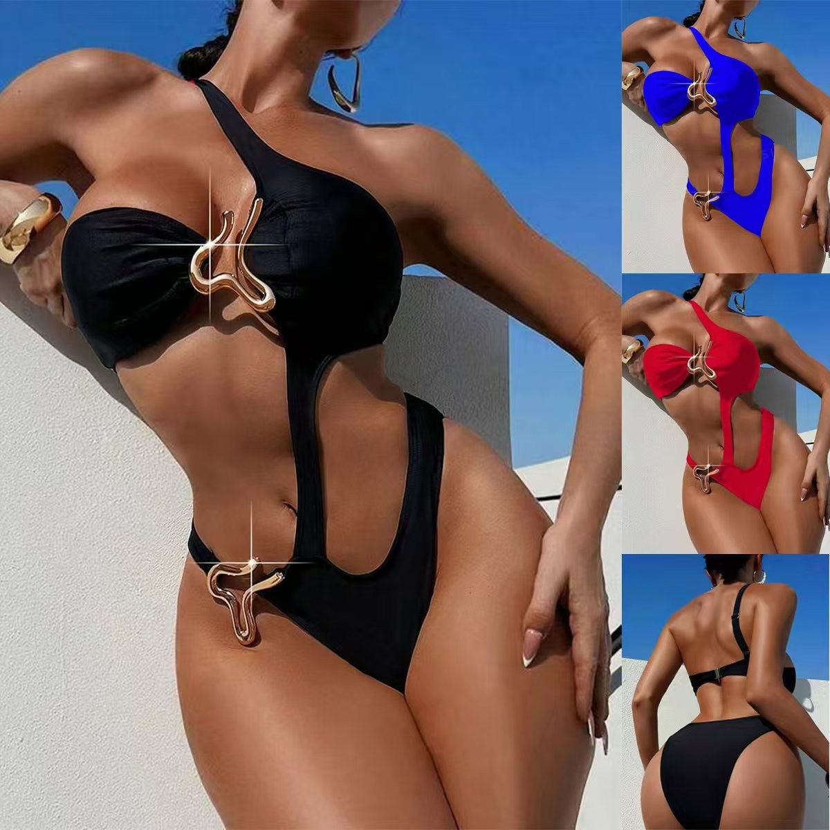 2025 New Foreign Trade European and American Swimwear Women Sexy One-piece Swimwear AliExpress Hot Beach Bikini Swimwear