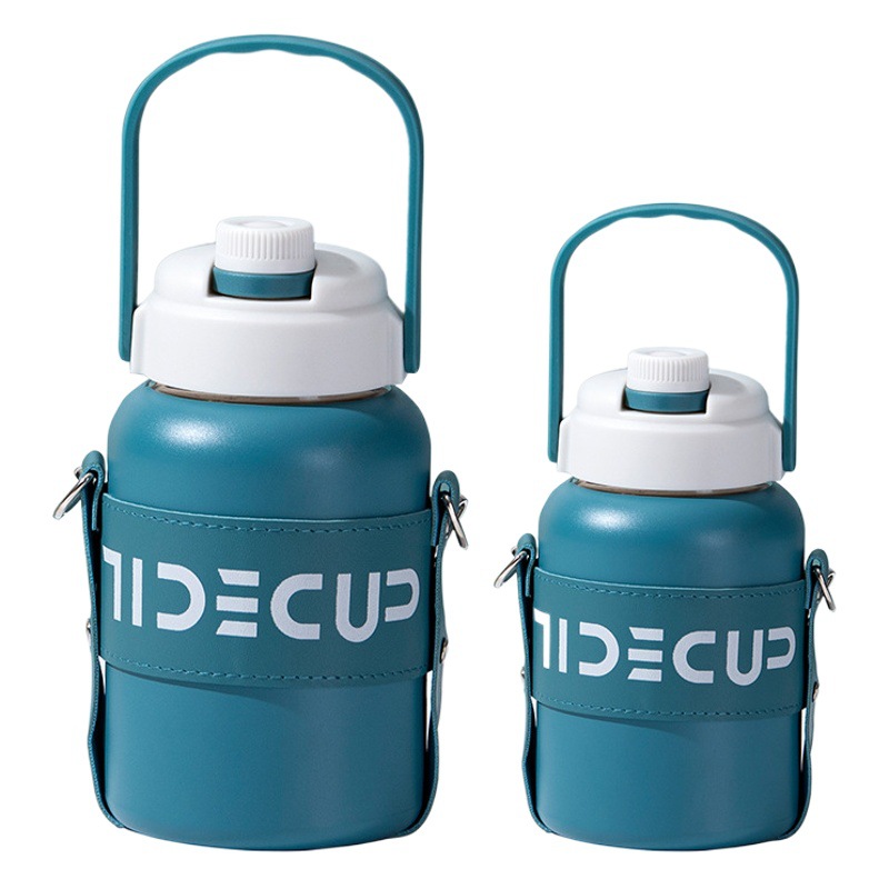 Large Capacity Portable Strap Big Belly Thermos Cup Girls Outdoor Crossover Suction Cup Children's Household Portable Drinking Water Bottle