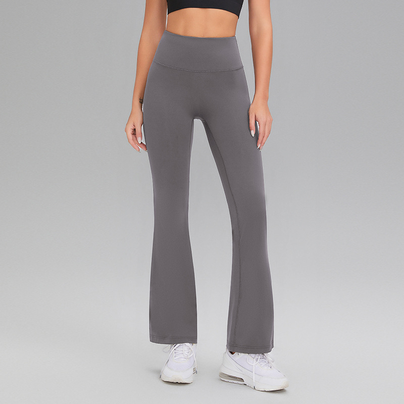 Picture of Lycra High-elastic Naked Shark Pants Hip-lifting High Waist Slimming Wide Leg Sports Fitness Flared Pants Women's Outer Wear Yoga Pants