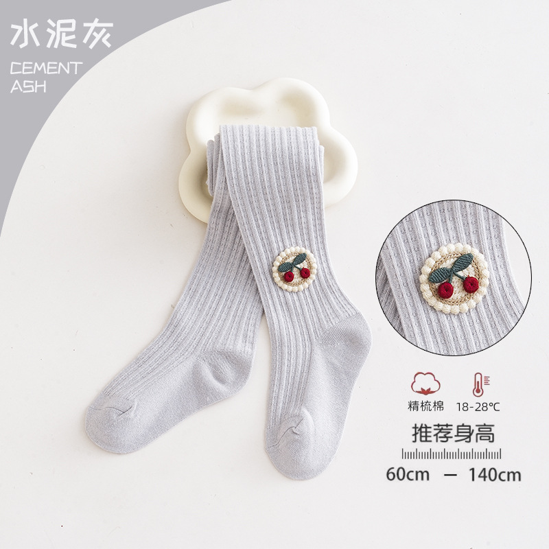 Picture of Baby pantyhose children's leggings 2023 spring and summer a cherry combed cotton baby bottoming socks spot wholesale