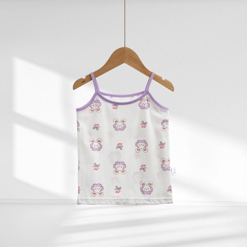 Picture of Y Autumn/Winter New Pure Cotton Girls' Camisole Cartoon Undershirt for Baby Girls, Mid-To-Large Children's Belly-Protecting Underwear Homewear
