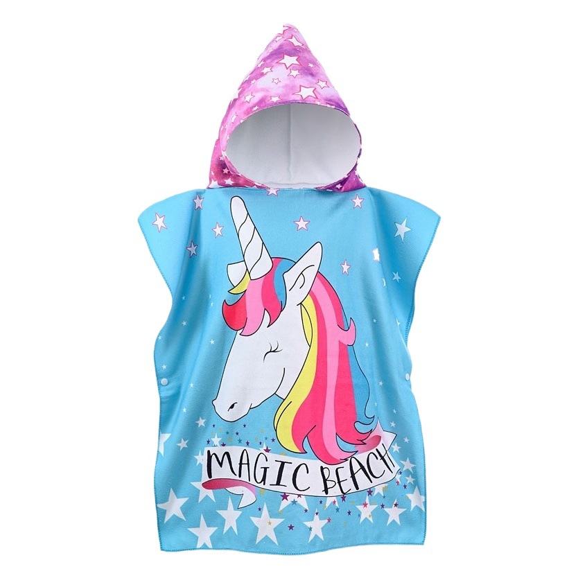 Picture of Children's Cape Bath Towel Microfiber Warp Knitted Cute Cartoon Printed Towel Can Be Worn in the Shower Hooded Absorbent Bathrobe