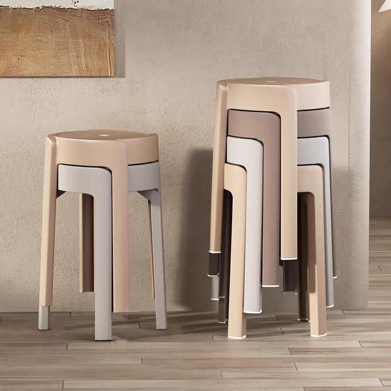 Plastic Stool Thickened Household Extra Thick Modern Simple Stackable Stacking Sedentary Comfortable Chair High Round Stool Bench