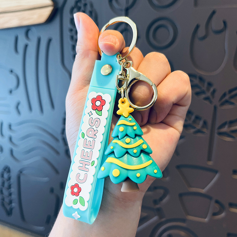 Picture of Cute Santa Claus keychain Christmas gift Christmas tree three-dimensional key chain Bell snowman elk wholesale